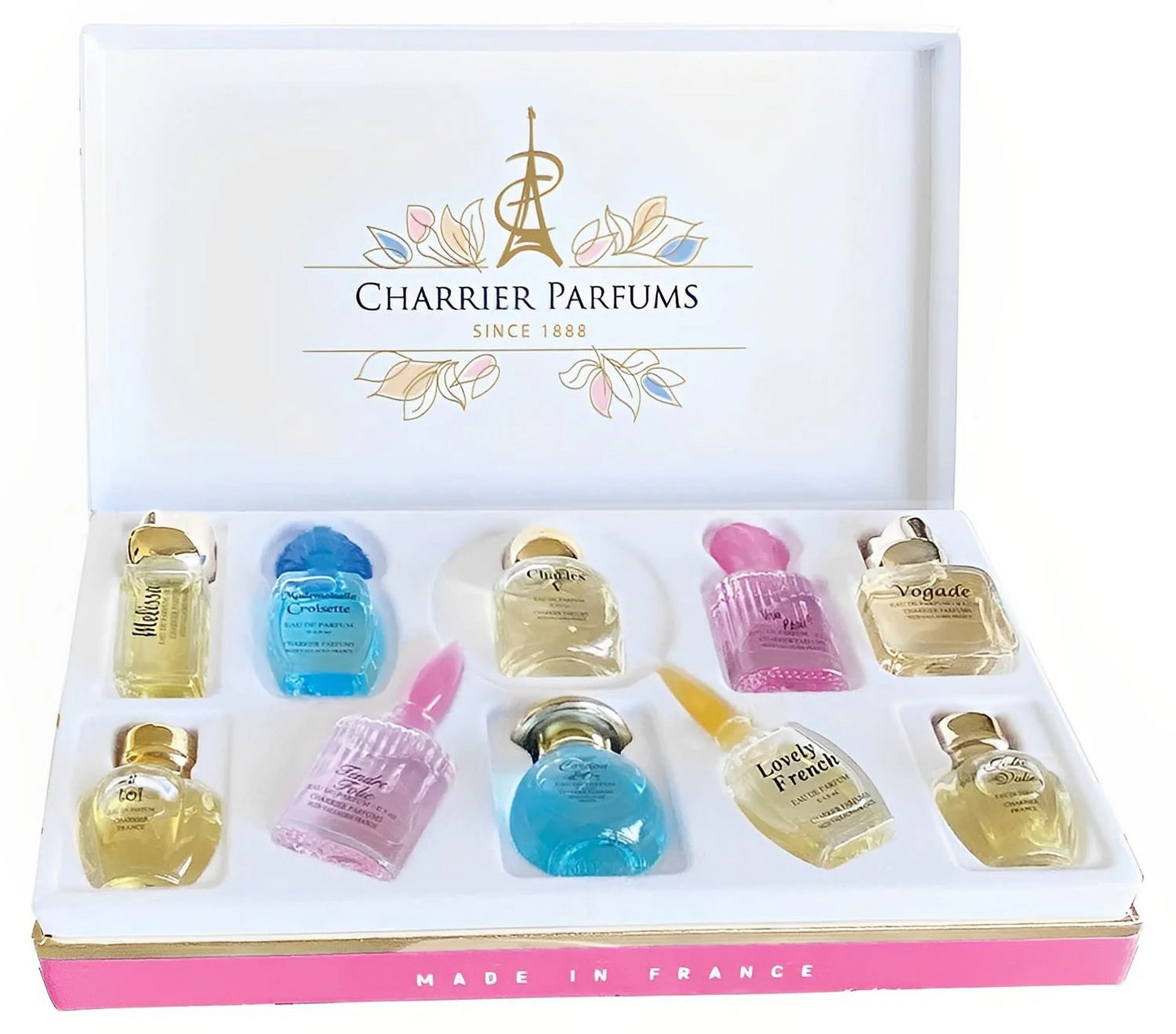 CHARRIER PARFUMS 10 Eaux de Parfum MINIATURE Gift Box 58.8 ml - Made in France