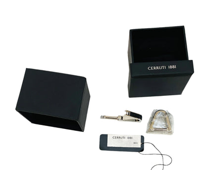 CERRUTI 1881 Cufflinks RH91169N Elio Silver Stainless Steel niche Cufflink with cerruti logo on black for Men