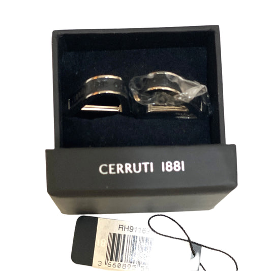 CERRUTI 1881 Cufflinks RH91169N Elio Silver Stainless Steel niche Cufflink with cerruti logo on black for Men