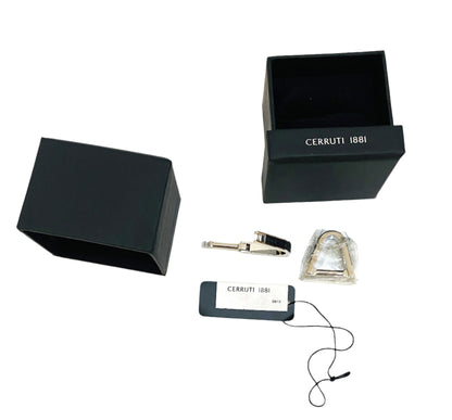 CERRUTI 1881 Cufflinks RH91169N Elio Silver Stainless Steel niche Cufflink with cerruti logo on black for Men